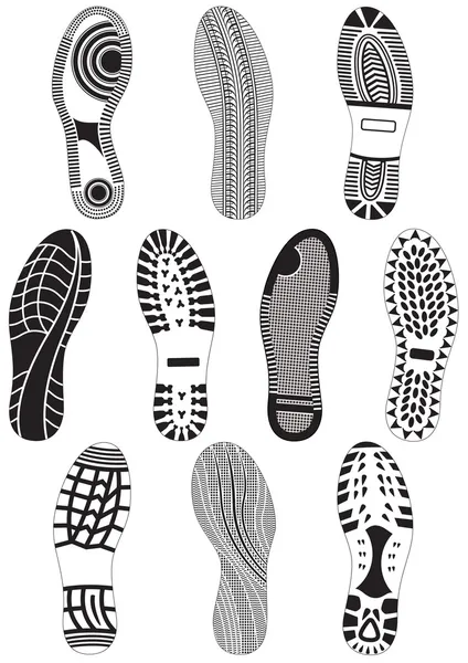 Vektor illustration uppsättning fotspår. — Stock vektor