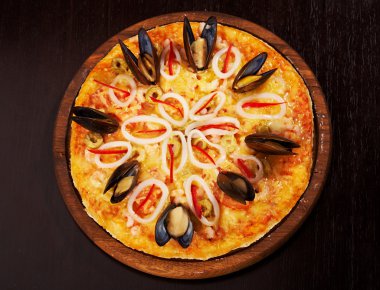 Pizza mussels calamari clipart