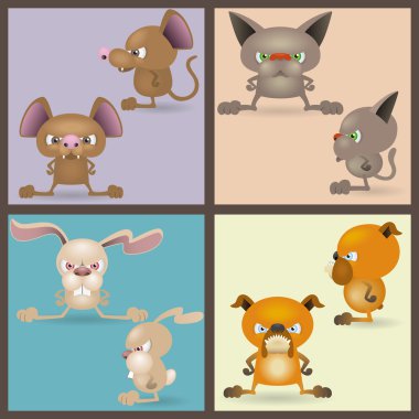 Angry domestic animals set clipart