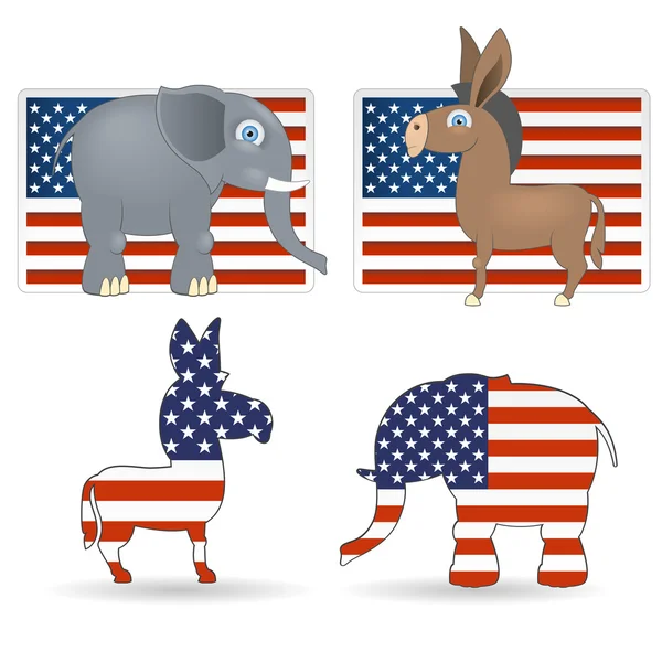 Demokrat ve Cumhuriyetçi sembolleri — Stok Vektör