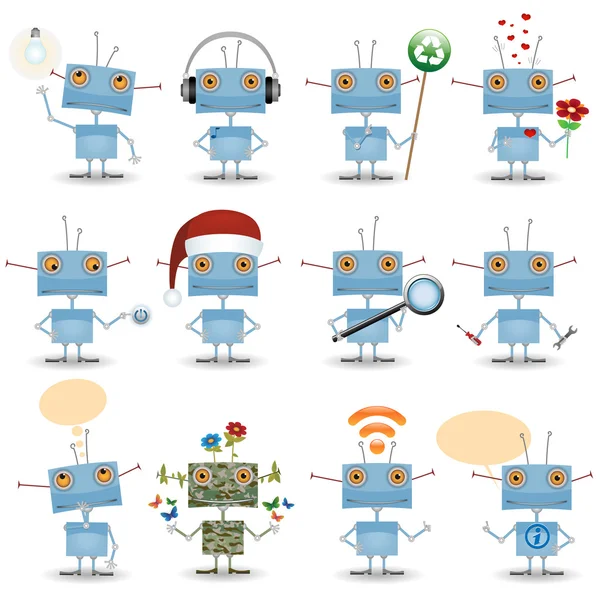 可爱的卡通机器人 — 图库矢量图片