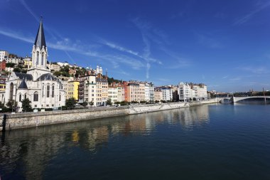 Saone river in Lyon city clipart