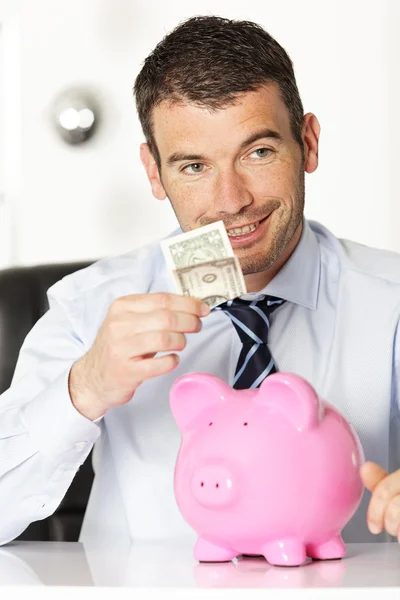One dollar in the piggy — Stock Photo, Image