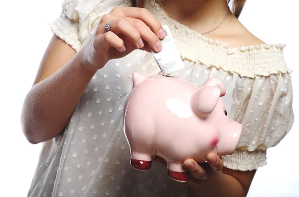 Girl saving money — Stock Photo, Image