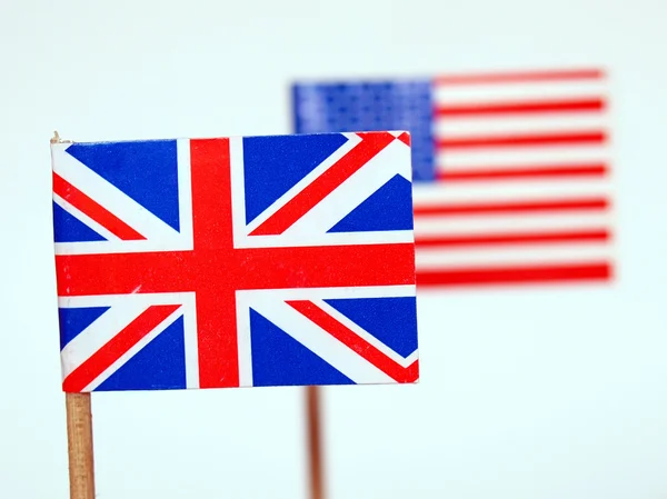 Flagi brytyjskiej i amerykańskiej — Zdjęcie stockowe