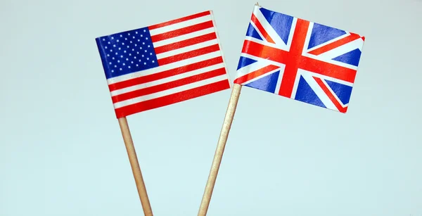 Βρετανικά και αμερικανικά σημαίες — Φωτογραφία Αρχείου
