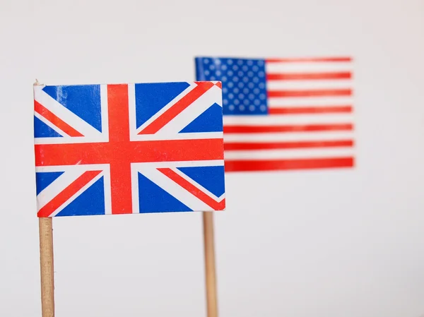 Βρετανικά και αμερικανικά σημαίες — Φωτογραφία Αρχείου