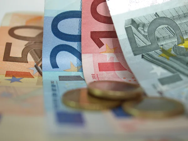 -eurosedel och mynt — Stockfoto