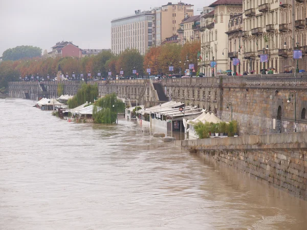 stock image River Po flood in Turin, Piedmont, Italy