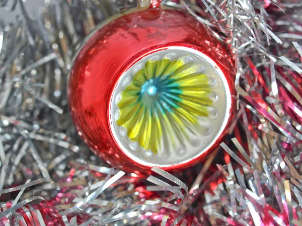 Christmas bauble and tinsel — Stock Photo, Image