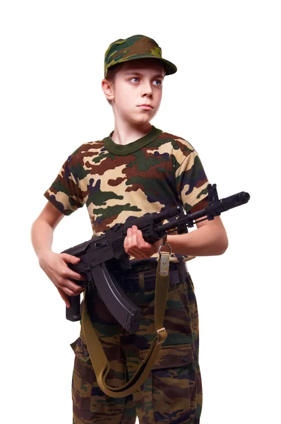 Teenager with Kalashnikov AK-47 — Stock Photo, Image