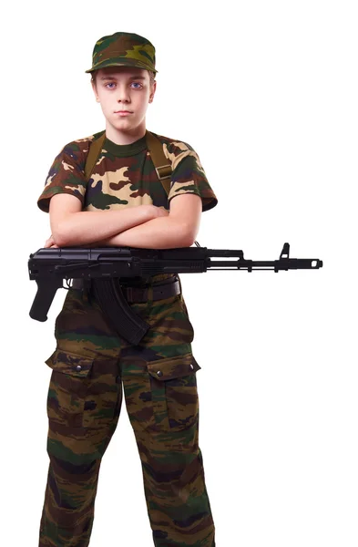 Adolescente com Kalashnikov AK-47 — Fotografia de Stock