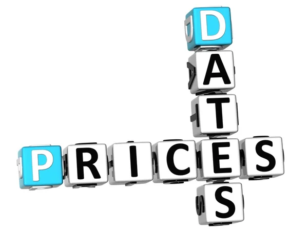Preços 3D Datas Palavra cruzada — Fotografia de Stock