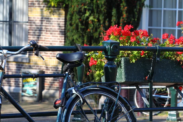 Amsterdam, kanał i rower. Holandia. — Zdjęcie stockowe