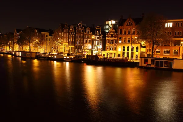 Amsterdam gece, Hollanda — Stok fotoğraf