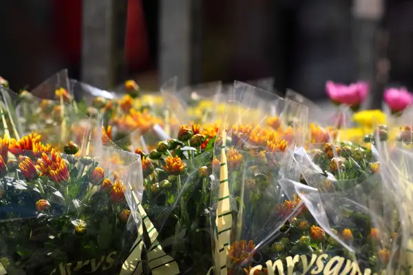 Ποικιλία των λουλουδιών που πωλούνται στην αγορά στο Παρίσι — Φωτογραφία Αρχείου
