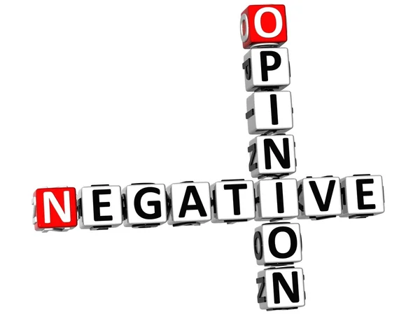 3d negative Meinung Kreuzworträtsel — Stockfoto