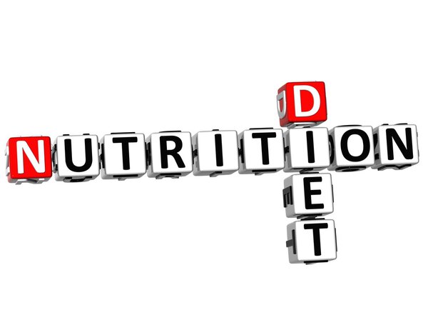 3D Nutrition Diet Crossword on white background