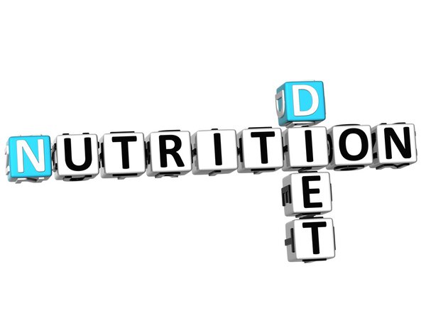 3D Nutrition Diet Crossword on white background