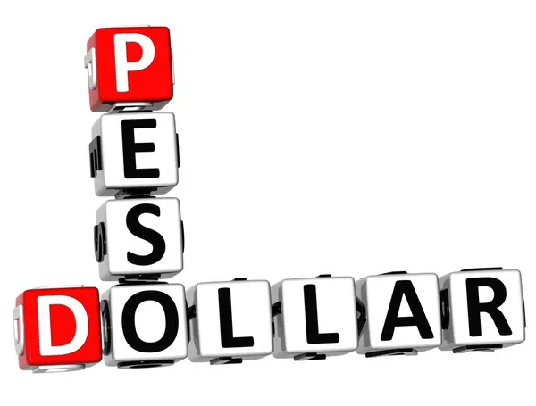 3D Dollar Peso Crossword — Stock Photo, Image