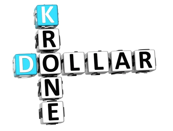 3D Dollar Krone Crossword — Stock Photo, Image