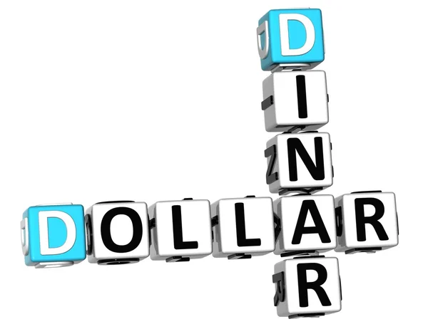 3D-dollar dinar kruiswoordraadsel — Stockfoto
