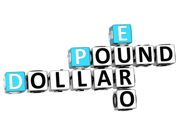 3D Dollar Pound Euro Crossword — Stock Photo, Image