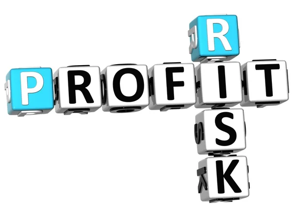 3D Profit Risk Crossword — Stock Photo, Image
