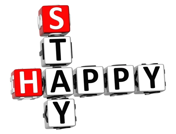 3D Stay Happy Crossword — Stock Photo, Image
