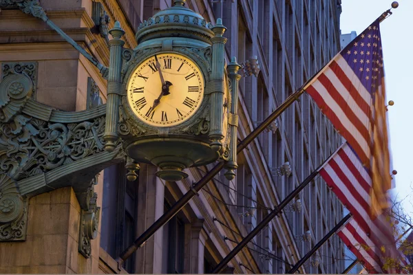 Old Clock and Flags — Stock Photo, Image