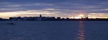 Sunset panorama of Madison clipart
