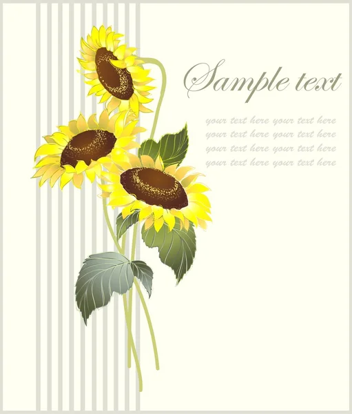 Grußkarte mit einer Sonnenblume — Stockvektor