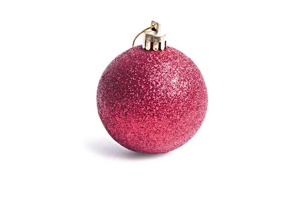 Red glitter Christmas ball — Stock Photo, Image