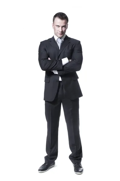 Inteligente jovem homem de negócios em terno preto — Fotografia de Stock