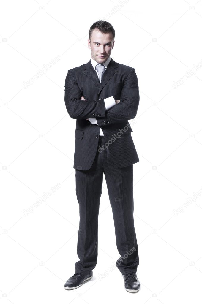 Smart young businessman in black suit