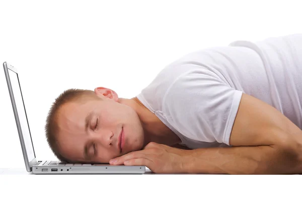 Slapen op laptop — Stockfoto