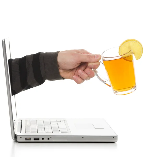 Electronic tea drinking. — Stock Photo, Image
