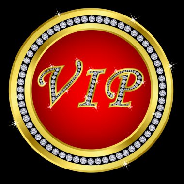 Vip golden icon with diamonds,vector clipart