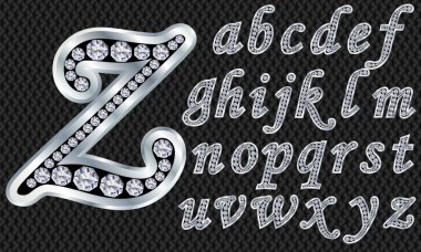 Silver alphabet, letters from A to Z clipart