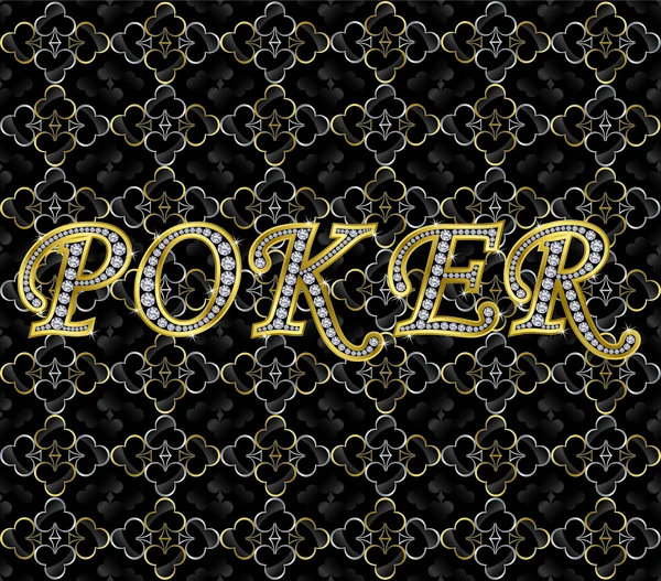 Abstract poker background with golden letters and diamonds — Stock Vector