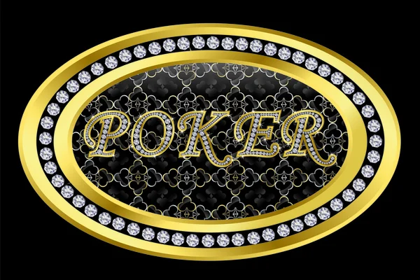Poker icon golden with diamonds, vector illustration — Stock Vector