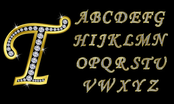Golden alphabet, letters from A to Z