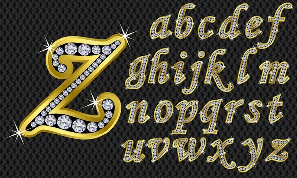 Złoty alfabet, litery od do z — Wektor stockowy