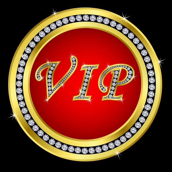 Vip golden icon with diamonds,vector — Stock Vector