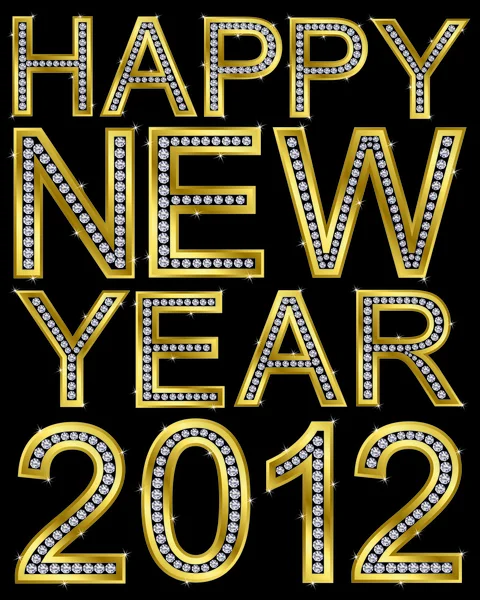Yeni yıl 2012 altın elmas ile vektör çizim — Stok Vektör