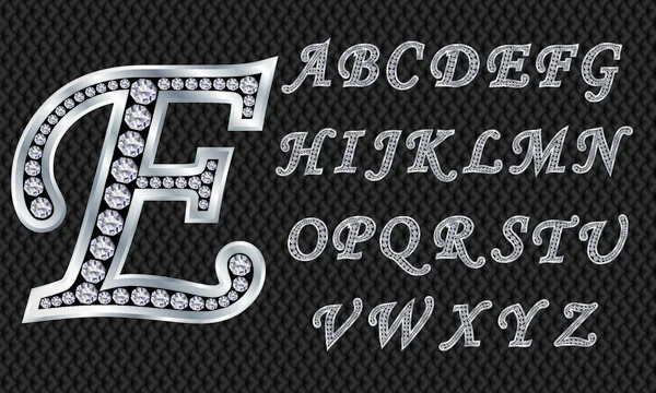 Silbernes Alphabet, Buchstaben von a bis z — Stockvektor