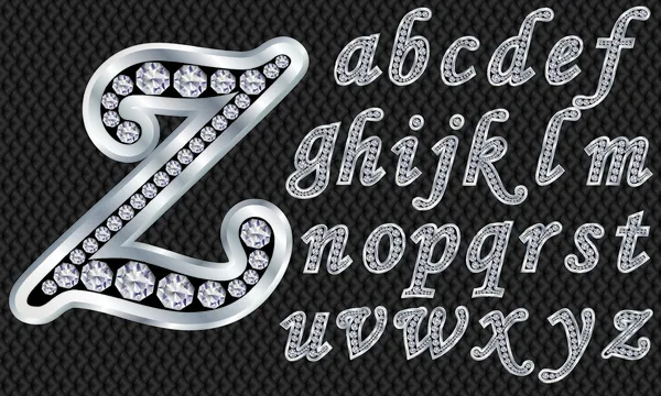 Gümüş alfabesi, mektuplar bir z — Stok Vektör