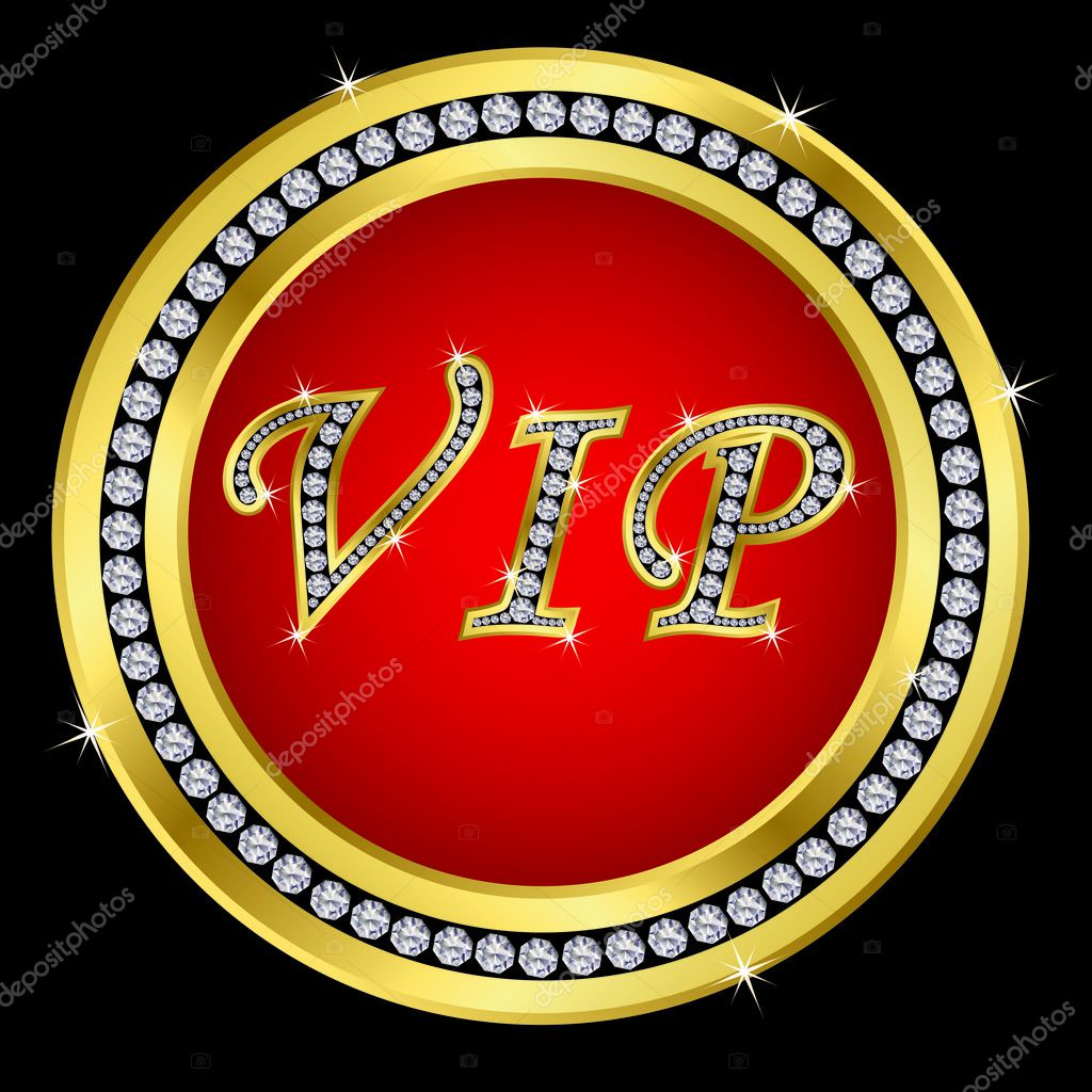 Vip golden icon with diamonds,vector