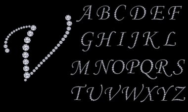 Diamond alphabet, letters from A to Z, vector illustration clipart