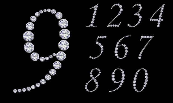 Diamant-Zahlensatz, von 1 bis 9, Vektordarstellung — Stockvektor